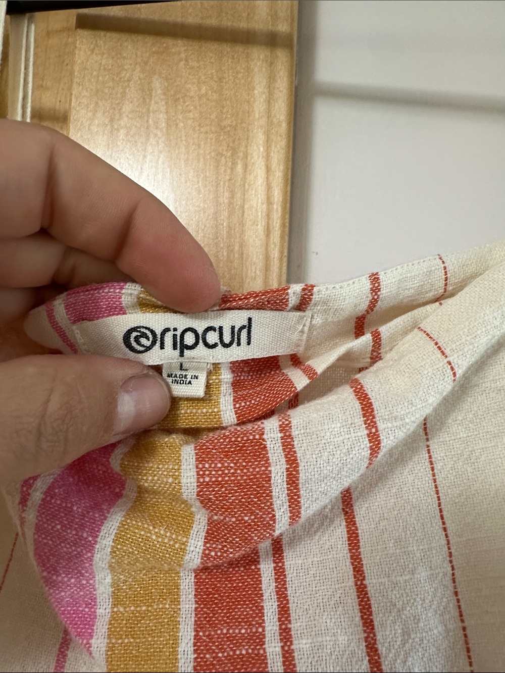 Women’s Ripcurl Striped Cream and Pink Linen Midi Dress - Picture 4 of 7